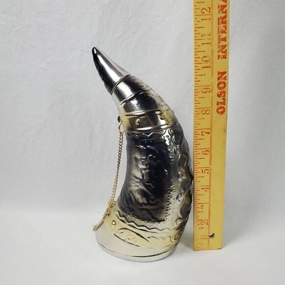 Vintage Silver Drinking Horn Decanter Music box Japan PAC - Picture 3 of 10